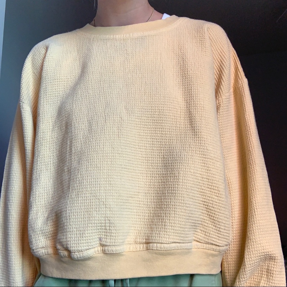 Cropped Yellow Waffle Knit